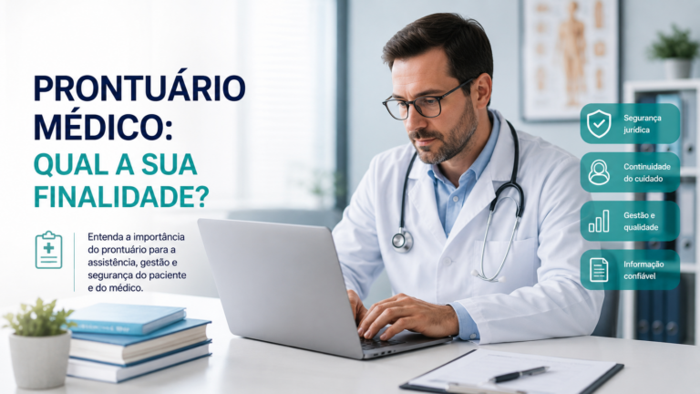 Médico registrando informações no prontuário eletrônico do paciente